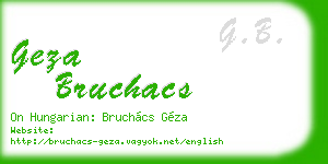 geza bruchacs business card