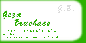 geza bruchacs business card